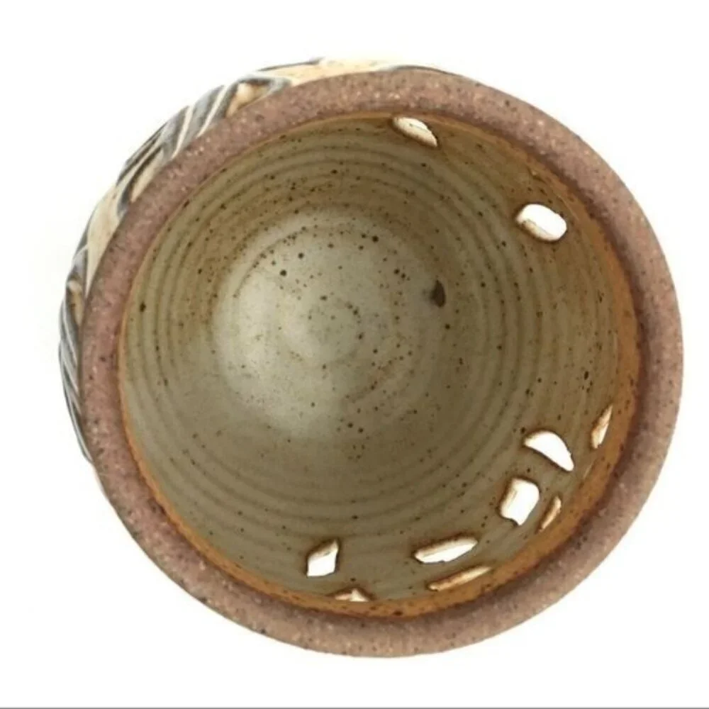 Featherbed Mountain Art Pottery Vintage Stoneware Vase Luminary Botanical Signed